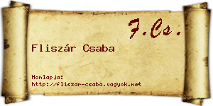 Fliszár Csaba névjegykártya